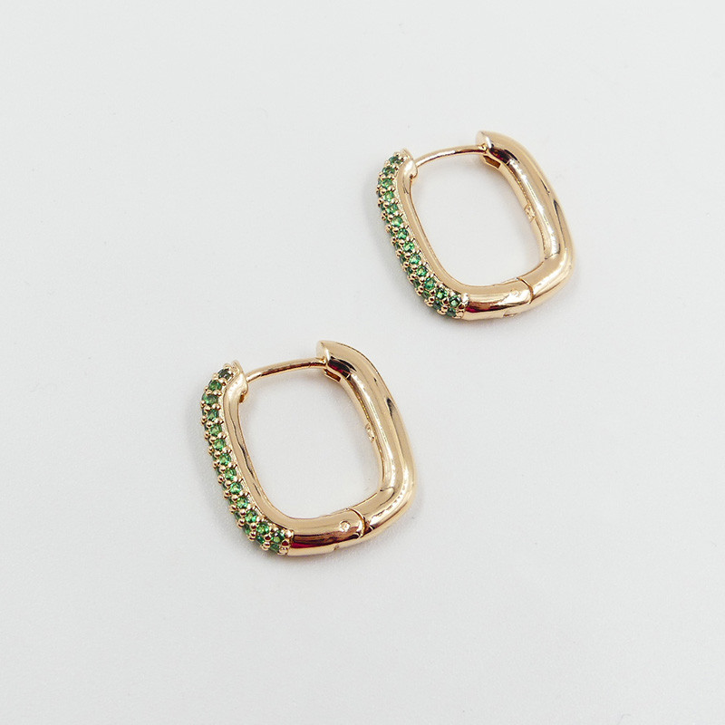 Boucles d'oreilles plaqué or strass vert