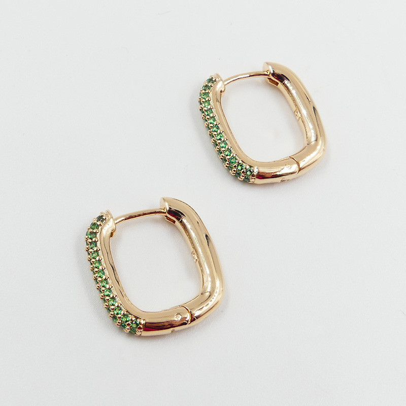 Boucles d'oreilles plaqué or strass vert