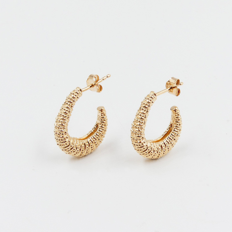 Créoles Plaqué or croissant texturé