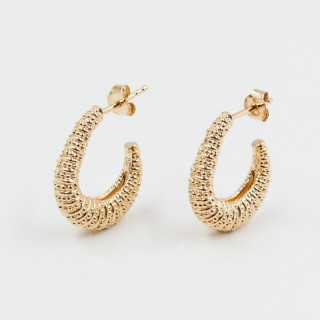 Créoles Plaqué or croissant texturé