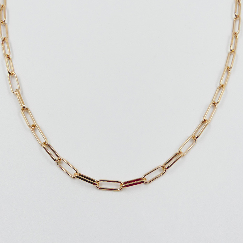 Collier plaqué or maille rectangle allongée