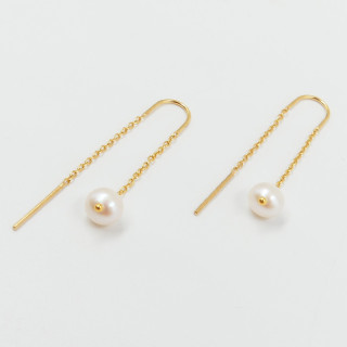 Boucles d'oreilles Dorées Pendantes perle