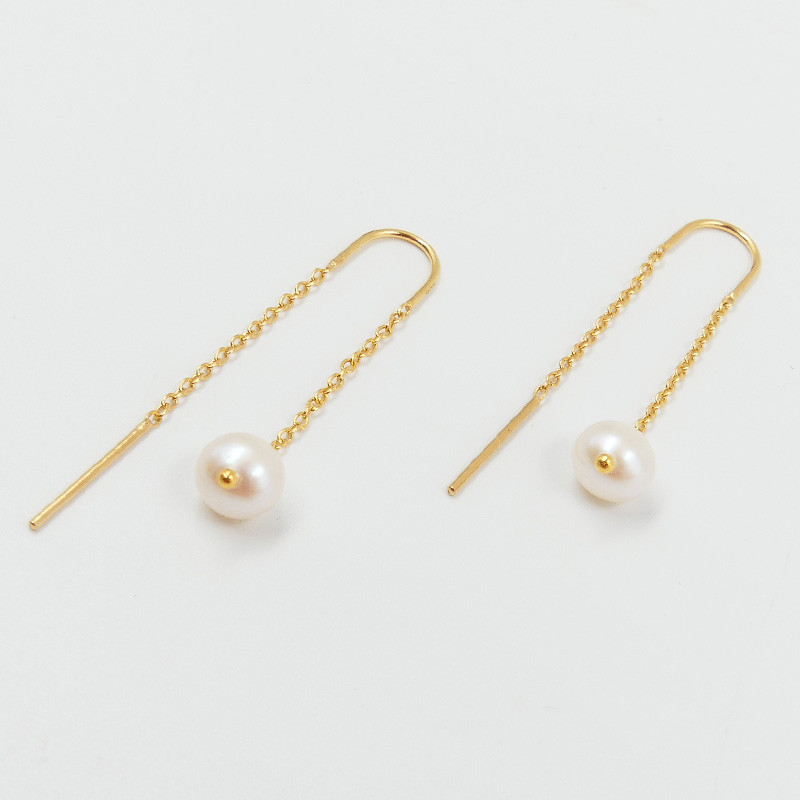 Boucles d'oreilles Dorées Pendantes perle