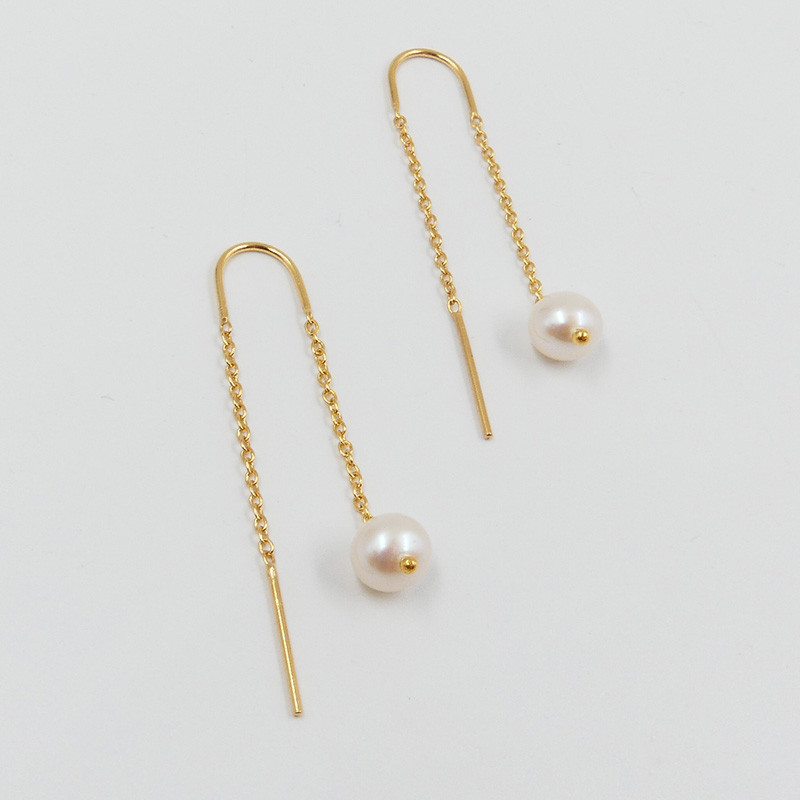 Boucles d'oreilles Dorées Pendantes perle