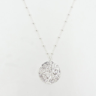 Collier Argent Médaille texturée 25mm