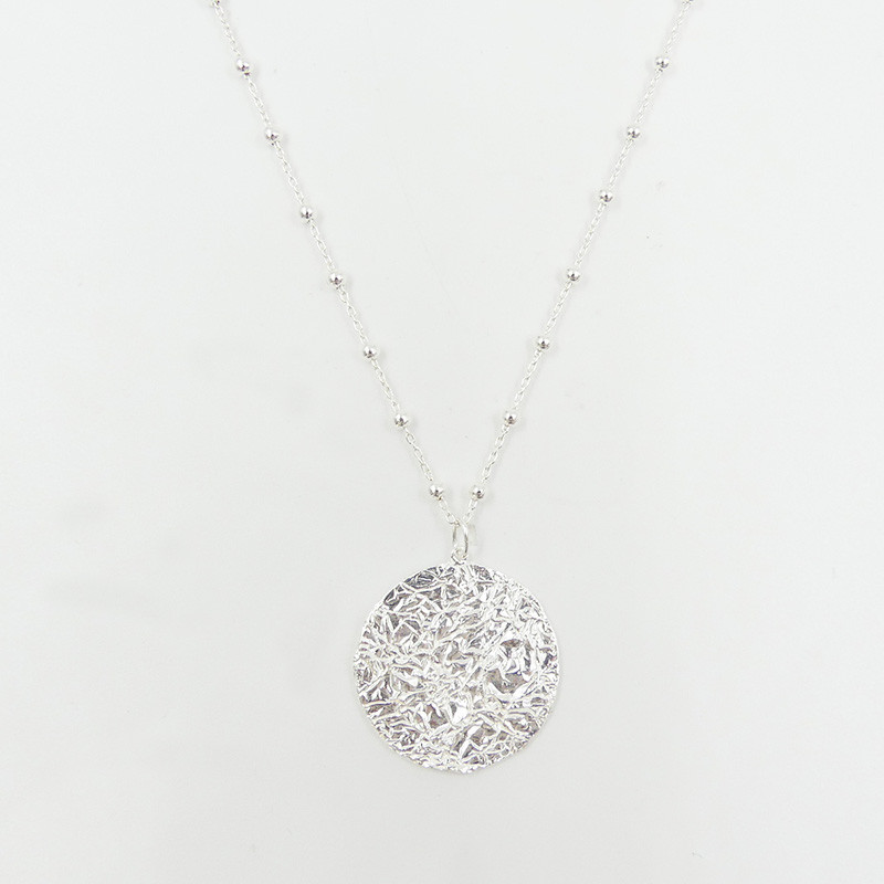 Collier Argent Médaille texturée 25mm