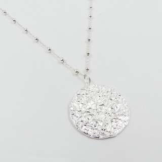 Collier Argent Médaille texturée 25mm