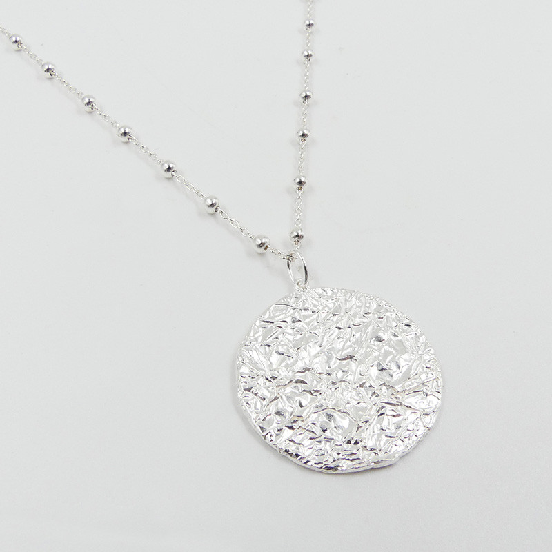 Collier Argent Médaille texturée 25mm