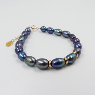 Bracelet Plaqué Or Perles d'eau douce grises