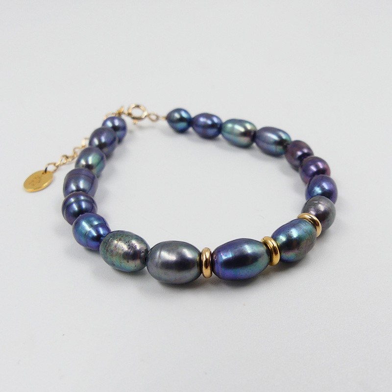 Bracelet Plaqué Or Perles d'eau douce grises