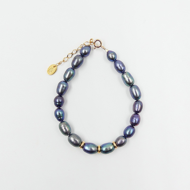 Bracelet Plaqué Or Perles d'eau douce grises