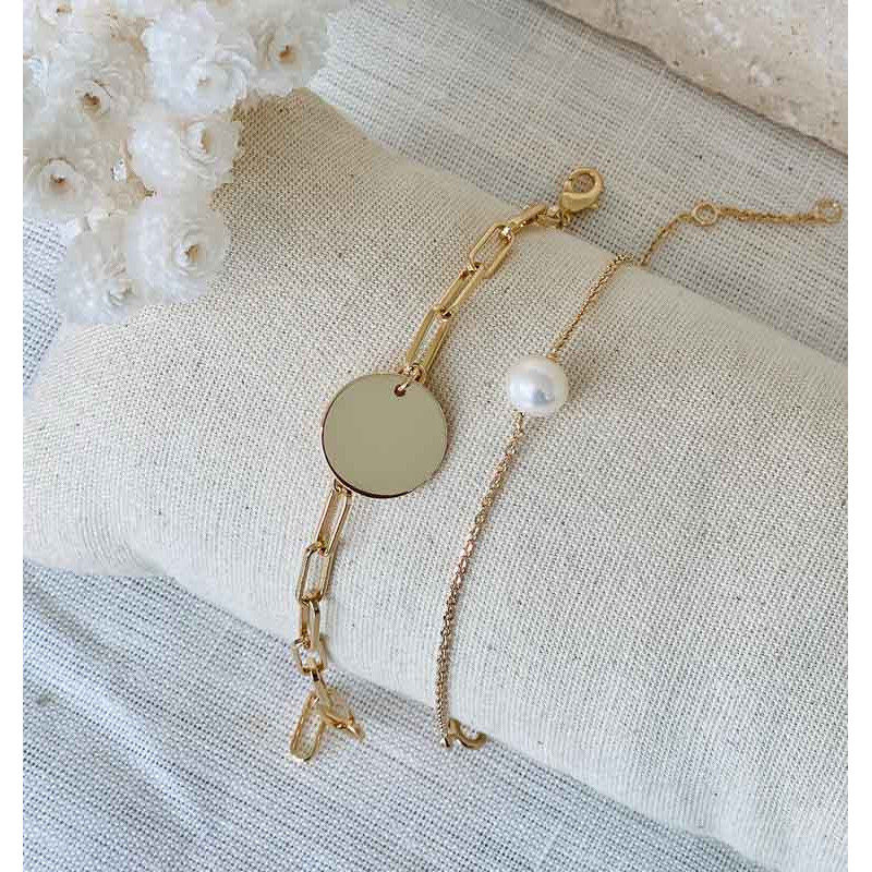 Bracelet Plaqué or Perle D'eau Douce