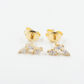 Boucles d'oreilles Plaqué or Triple Strass