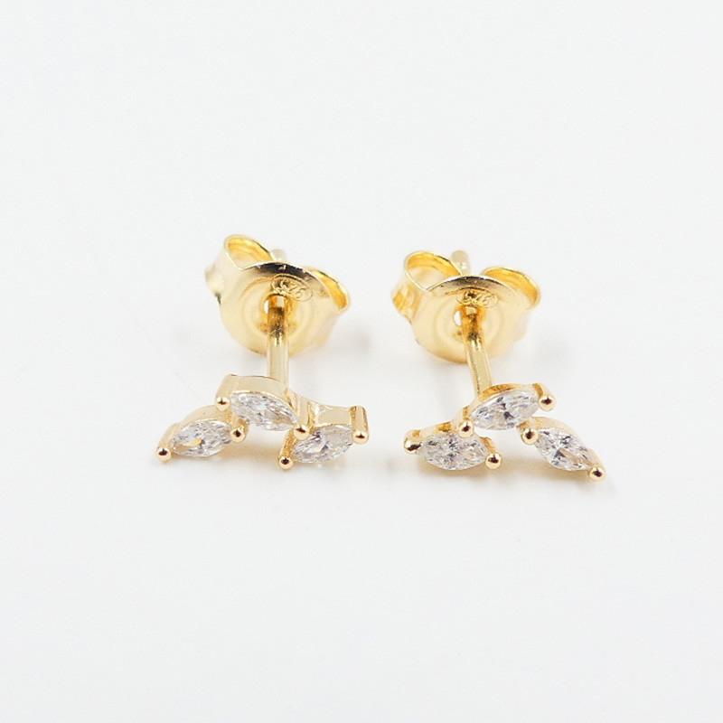 Boucles d'oreilles Plaqué or Triple Strass