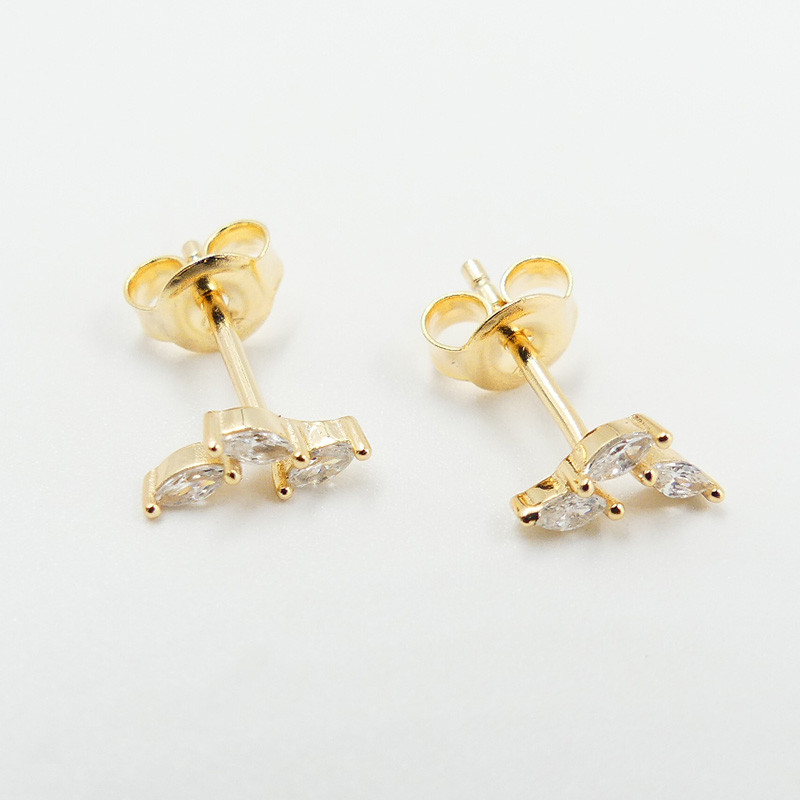 Boucles d'oreilles Plaqué or Triple Strass