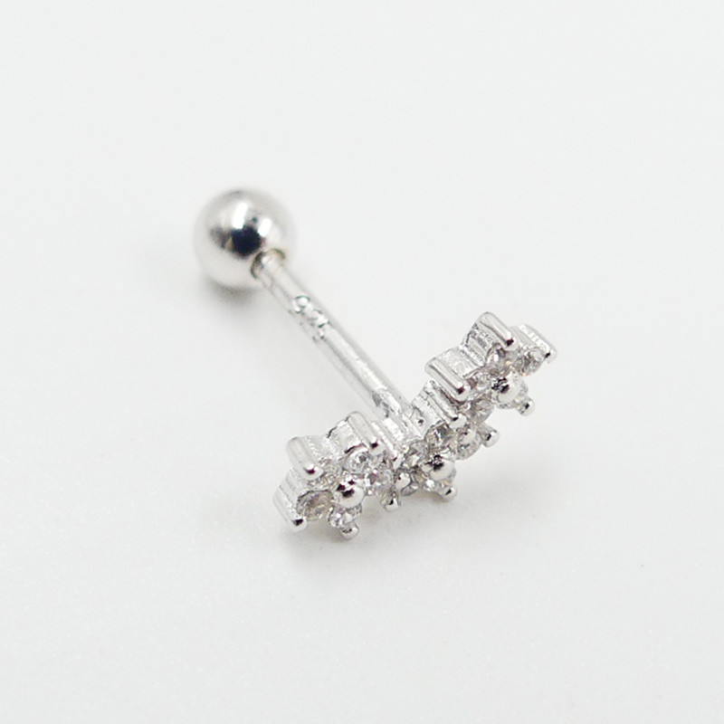 Piercing Argent arc fleurs strass