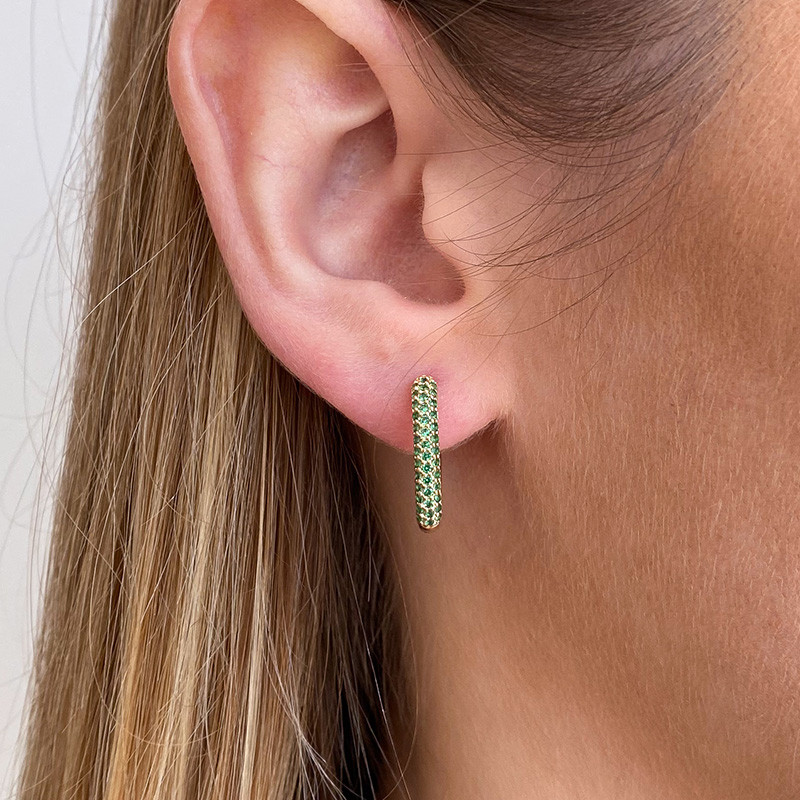 Boucles d'oreilles plaqué or strass vert