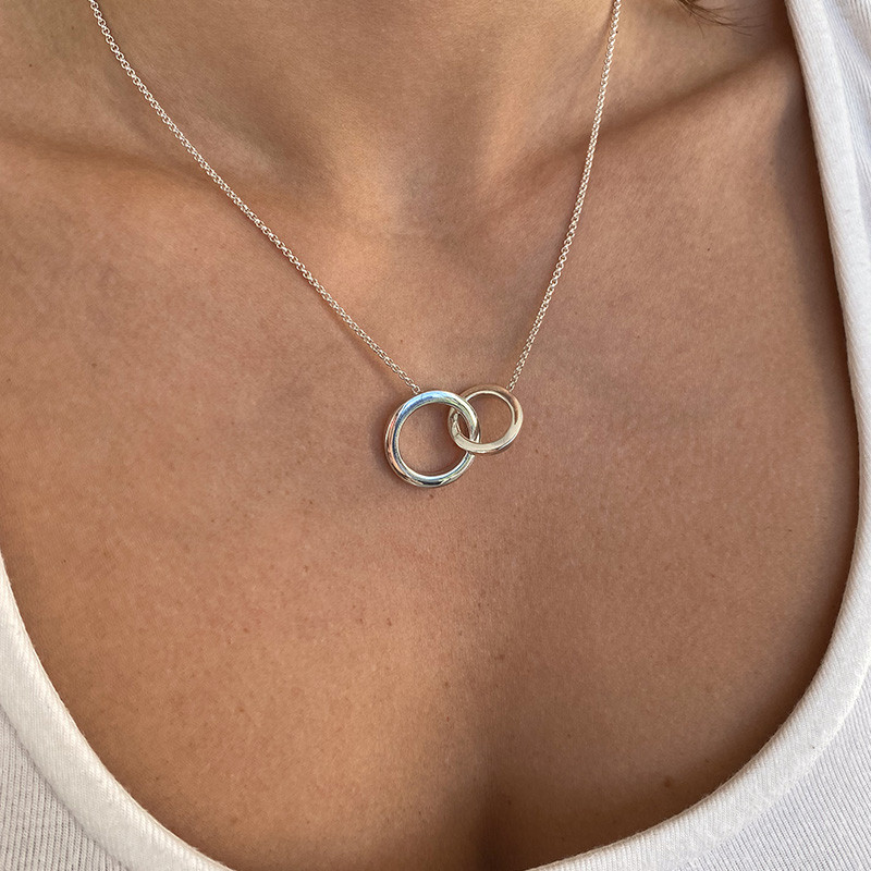 Collier Argent Double Cercles épais