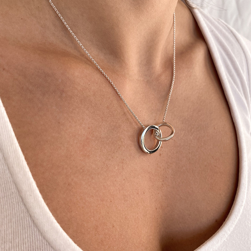 Collier Argent Double Cercles épais