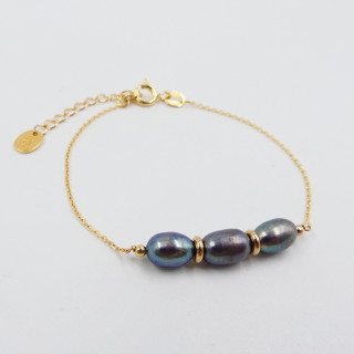 Bracelet Plaqué Or Perles d'eau douce grises