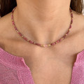 Collier Doré Rhodochrosite ou Emeraude
