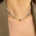 Collier Doré Tourmaline et pierre
