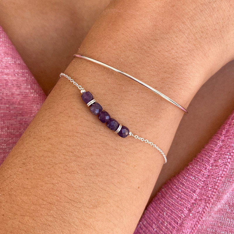 Bracelet Argent barrette de pierres