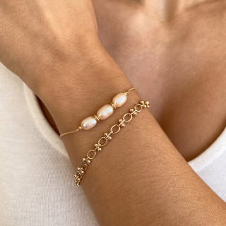 Bracelet Plaqué Or Perle d'eau douce blanche