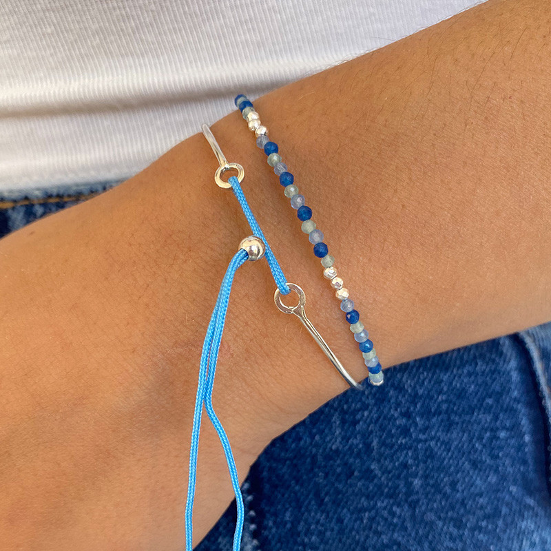 Bracelet Jonc Argent Cordon