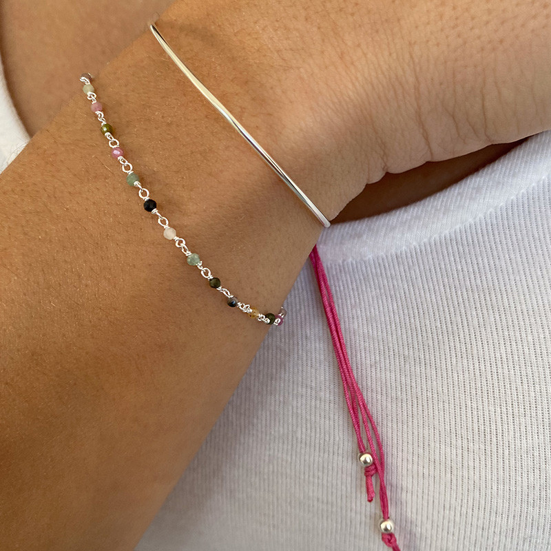 Bracelet Jonc Argent Cordon