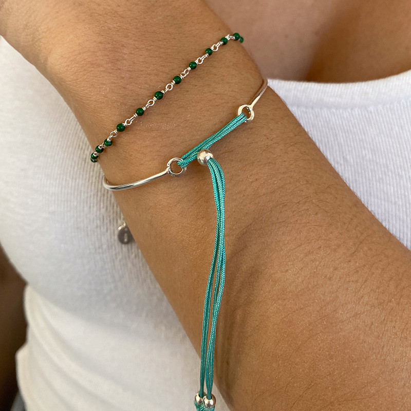 Bracelet Jonc Argent Cordon