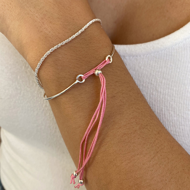 Bracelet Jonc Argent Cordon