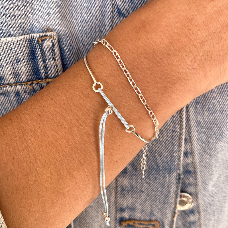 Bracelet Jonc Argent Cordon