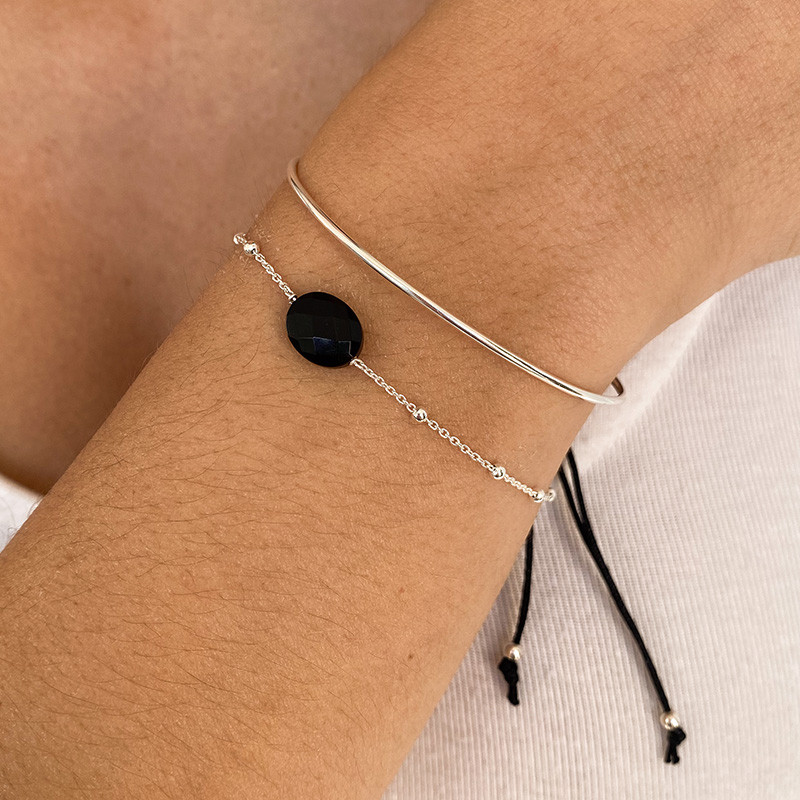 Bracelet Jonc Argent Cordon