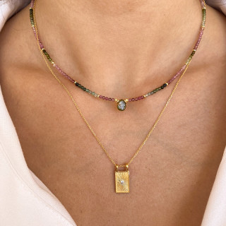 Collier Plaqué or soleil rectangle