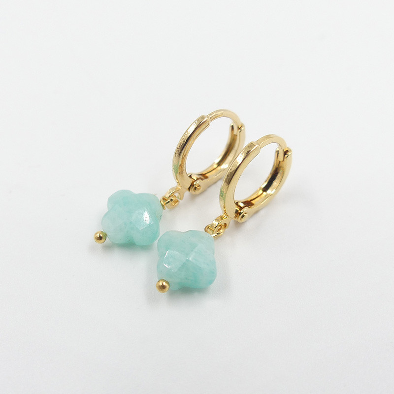 Créoles Dorées trèfles pierres