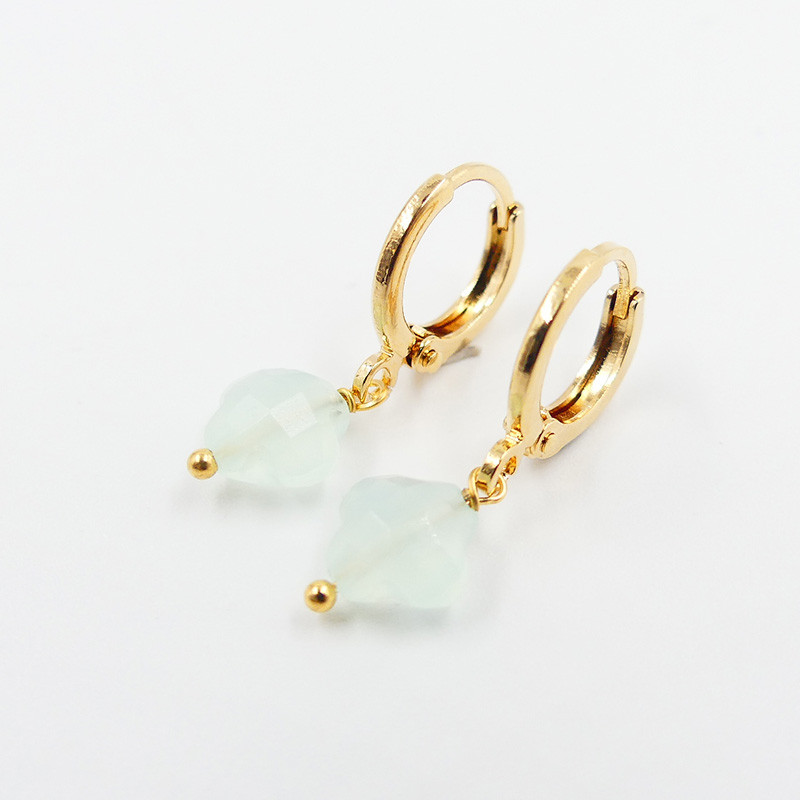 Créoles Dorées trèfles pierres