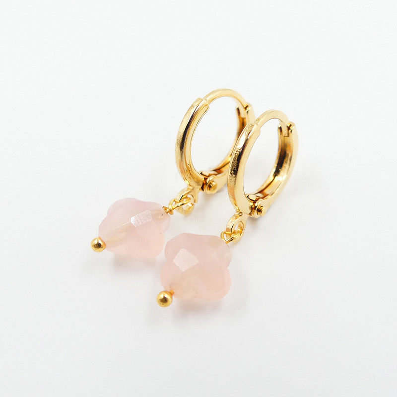 Créoles Dorées trèfles pierres