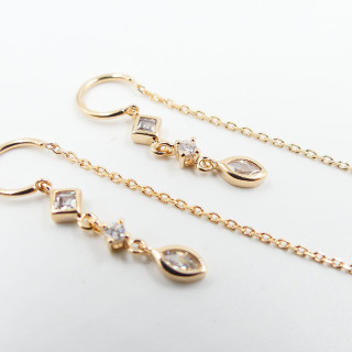 Boucles d'oreilles doré traversantes strass