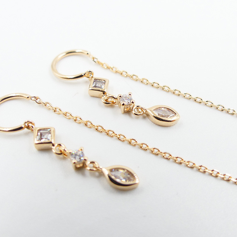 Boucles d'oreilles doré traversantes strass