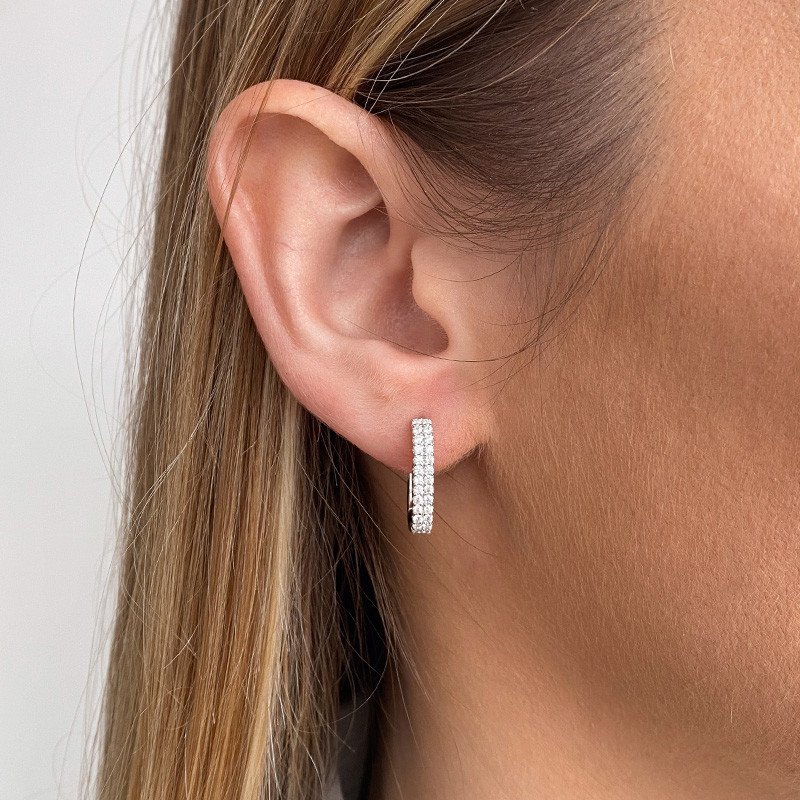 Boucle à l'unité Argent rectangle strass