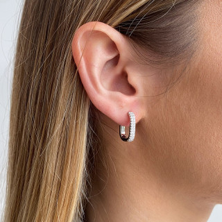 Boucle à l'unité Argent rectangle strass