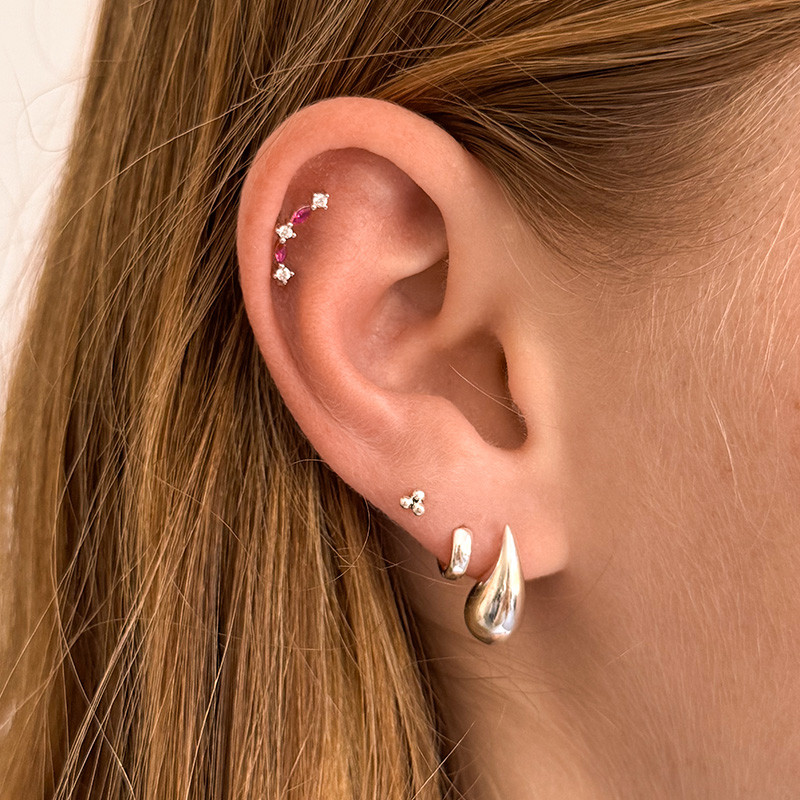 Piercing argent constellation colorée et strass