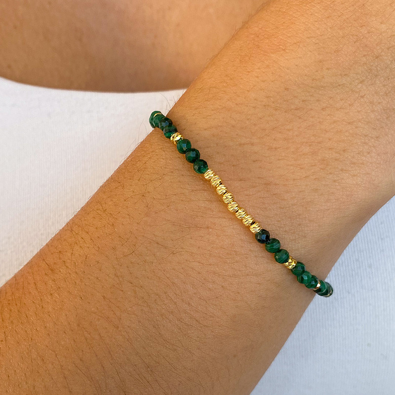 Bracelet fin Plaqué or Malachite et doré