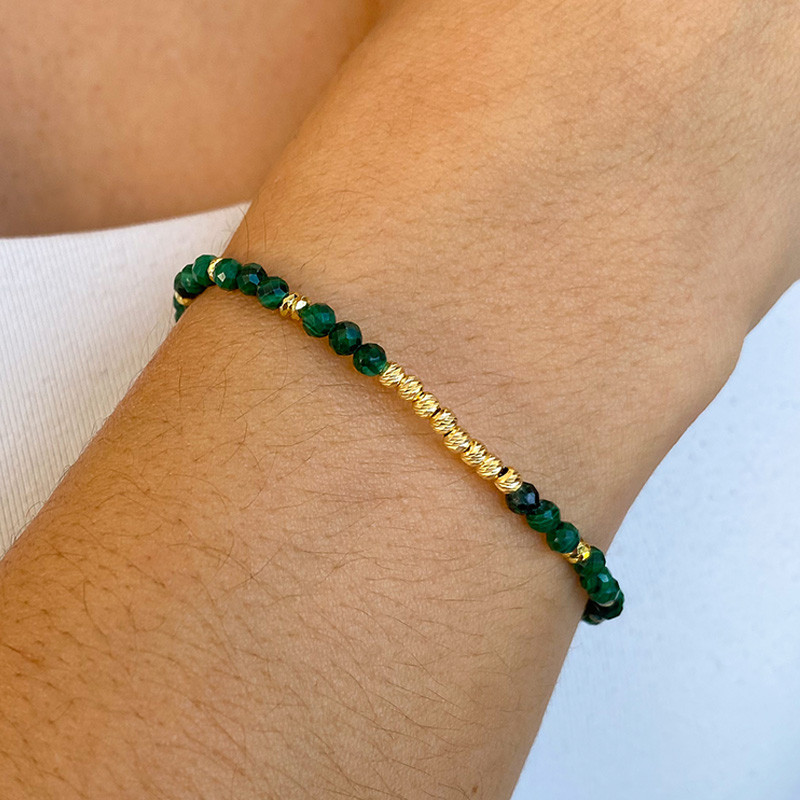 Bracelet fin Plaqué or Malachite et doré