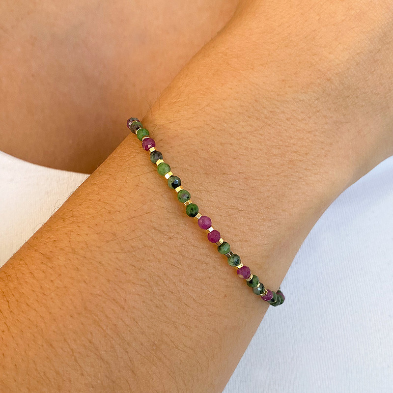 Bracelet fin Plaqué or Rubis Zoisite