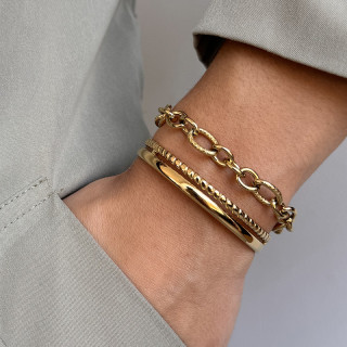 Bracelet acier doré maille ovale allongé