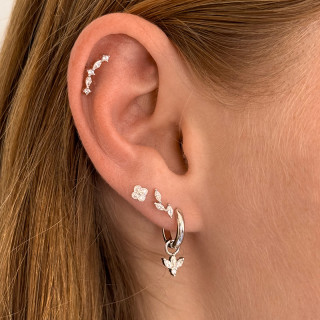 Boucle à l'unité Argent lotus strass