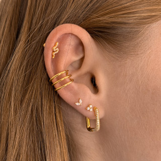 Boucle à l'unité Dorée strass épaisse