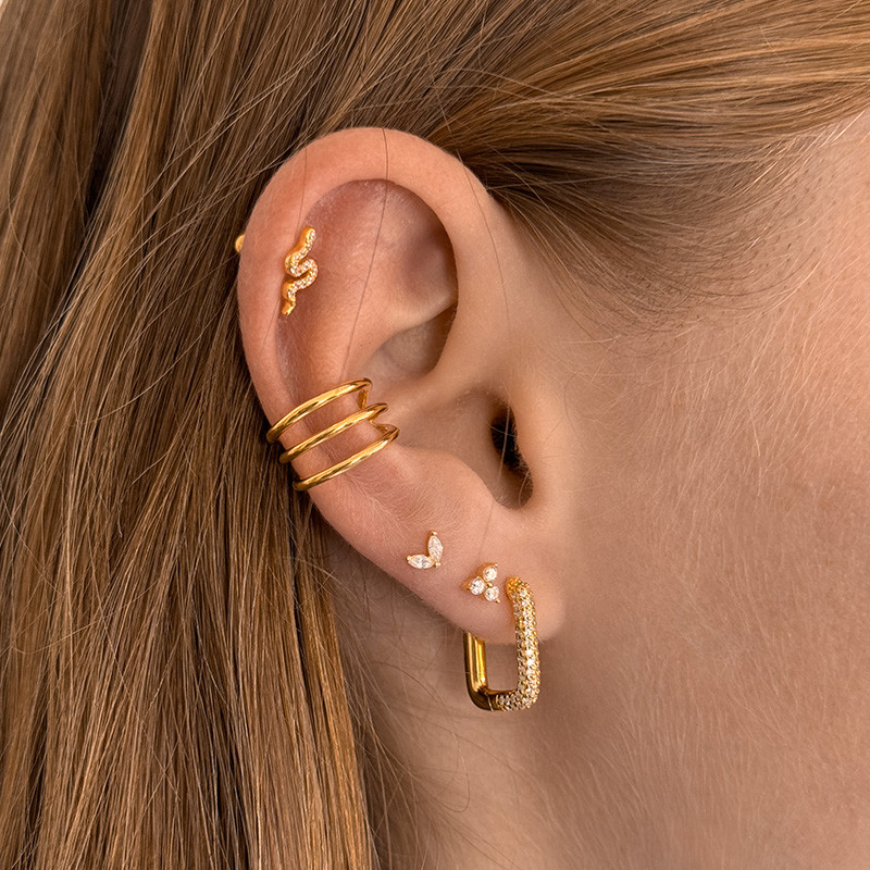 Boucle à l'unité Dorée strass épaisse